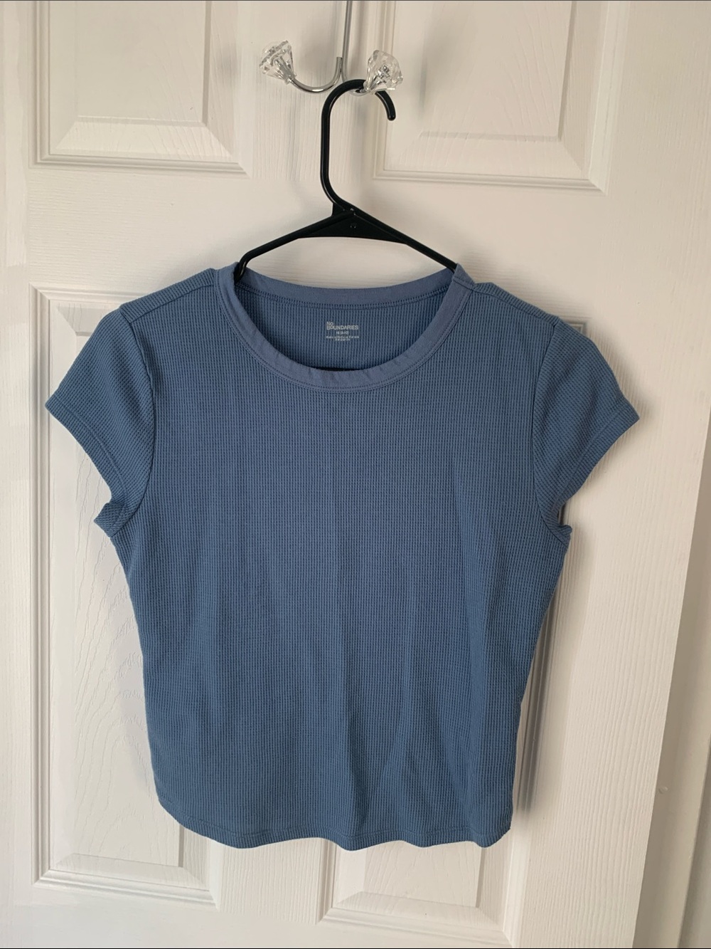 No Boundaries Blue Ribbed Crewneck Short Sleeve Tee